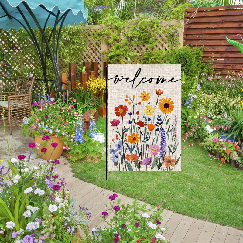 ONFAON Spring Decorations for Home,Welcome Spring Floral Garden Flag 12x18 Inch Double Sided Colorful Flowers Summer Seasonal Welcome Yard Outdoor Flag - Image 4