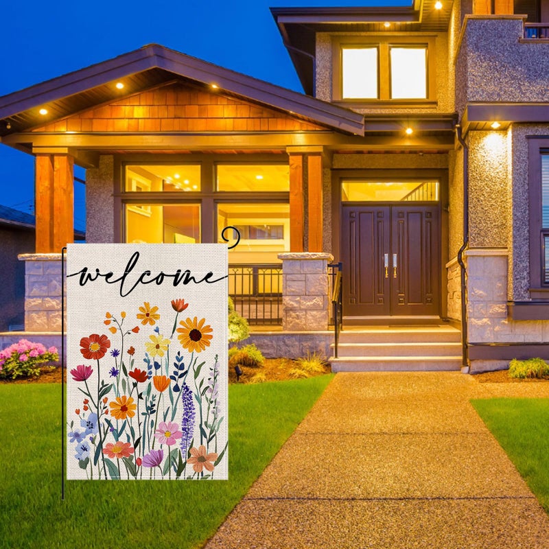 ONFAON Spring Decorations for Home,Welcome Spring Floral Garden Flag 12x18 Inch Double Sided Colorful Flowers Summer Seasonal Welcome Yard Outdoor Flag - Image 3