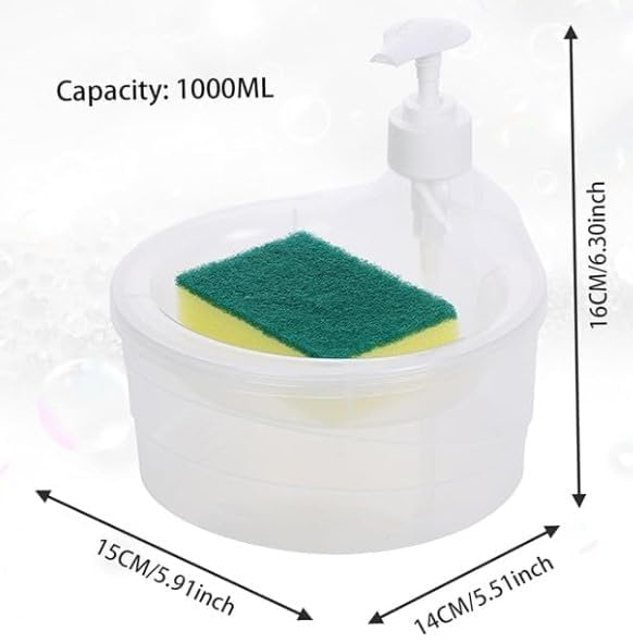 Japak | Double Layer Soap Dispenser Dishwasher Liquid Holder Liquid Dispenser Pump with Sponge Holder Kitchen Sink Accessories Items - Image 5