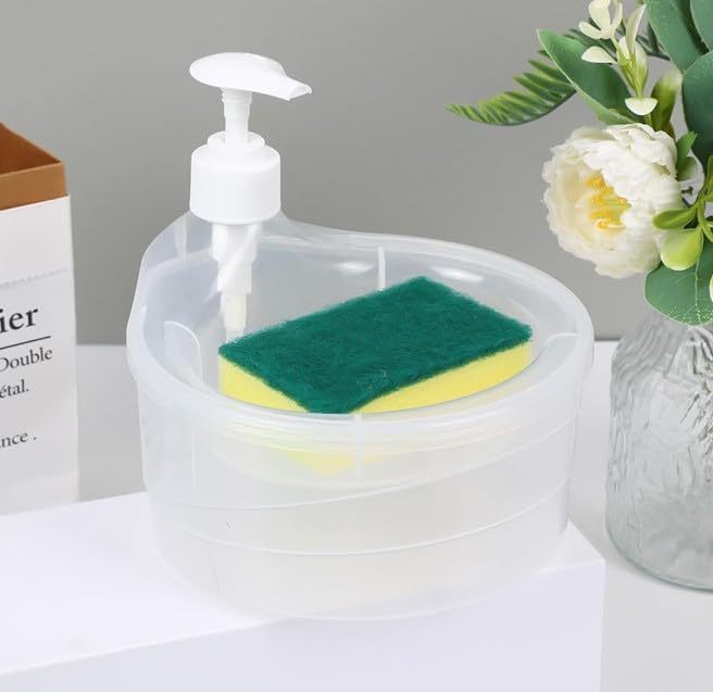 Japak | Double Layer Soap Dispenser Dishwasher Liquid Holder Liquid Dispenser Pump with Sponge Holder Kitchen Sink Accessories Items - Image 3