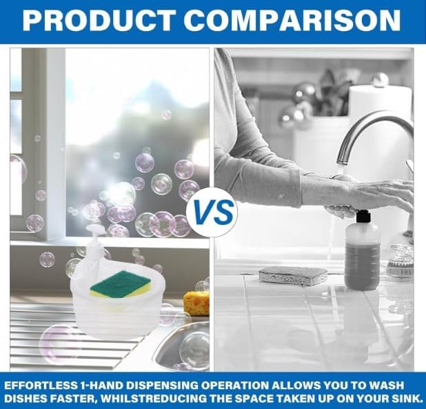Japak | Double Layer Soap Dispenser Dishwasher Liquid Holder Liquid Dispenser Pump with Sponge Holder Kitchen Sink Accessories Items - Image 4