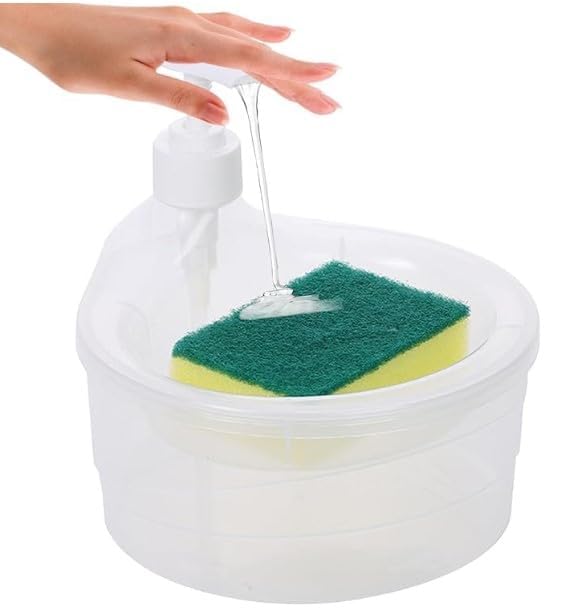 Japak | Double Layer Soap Dispenser Dishwasher Liquid Holder Liquid Dispenser Pump with Sponge Holder Kitchen Sink Accessories Items - Image 1