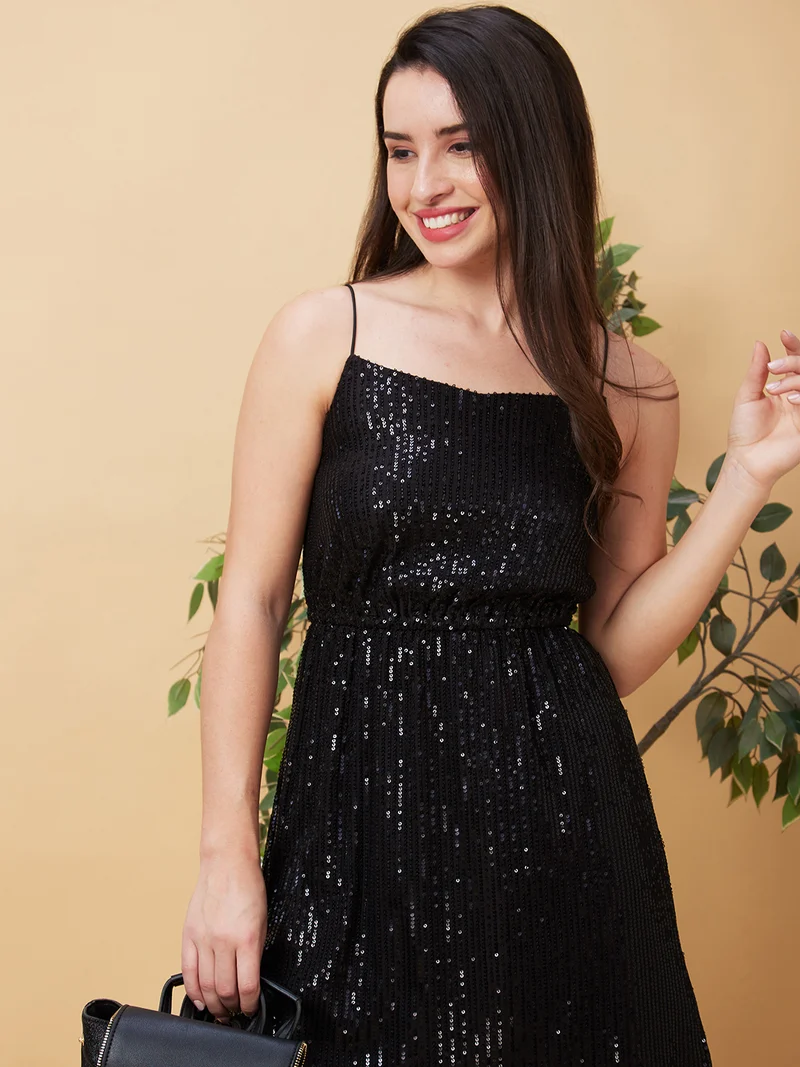 globus Globus Women Sequinned Fit & Flare Mini Party Dress
