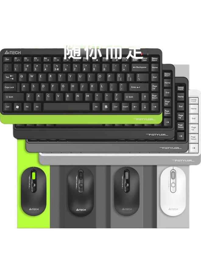 A4TECH A4Tech Fg1120 Fei Shidai Wireless Keyboard And Mouse Set, Portable Laptop Home Office Typing Dedicated Compact Keyboard And Mouse Set, Fluorescent Green - Image 1