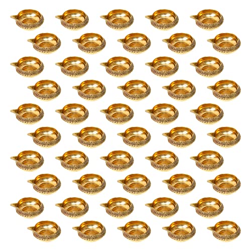 Dokchan Brass Kuber Diyas Oil Lamps for Puja Room Decoration and Diwali Festival (Size 1.5 Inch | Pack 50) - Image 1