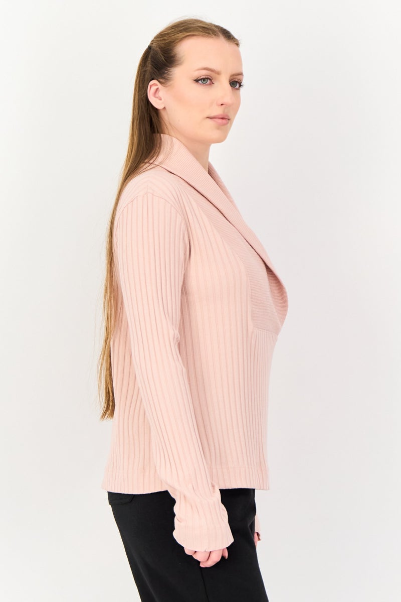 Nike سويت شيرت رياضي طويل الأكمام بتصميم فضفاض للنساء، وردي - Image 4