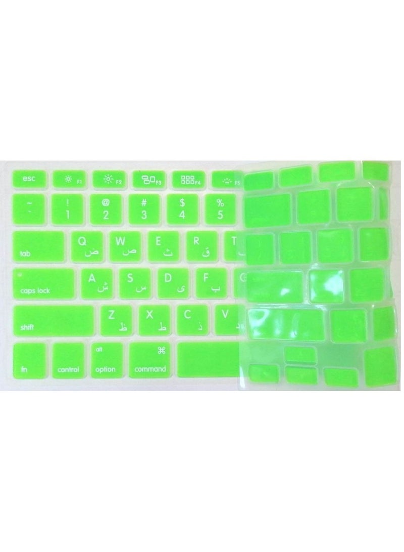 أمم US Layout Persian/English Keyboard Cover Compatible with Apple MacBook Air Pro Retina 13/15/17 Model A1466/A1369 Green - Image 4