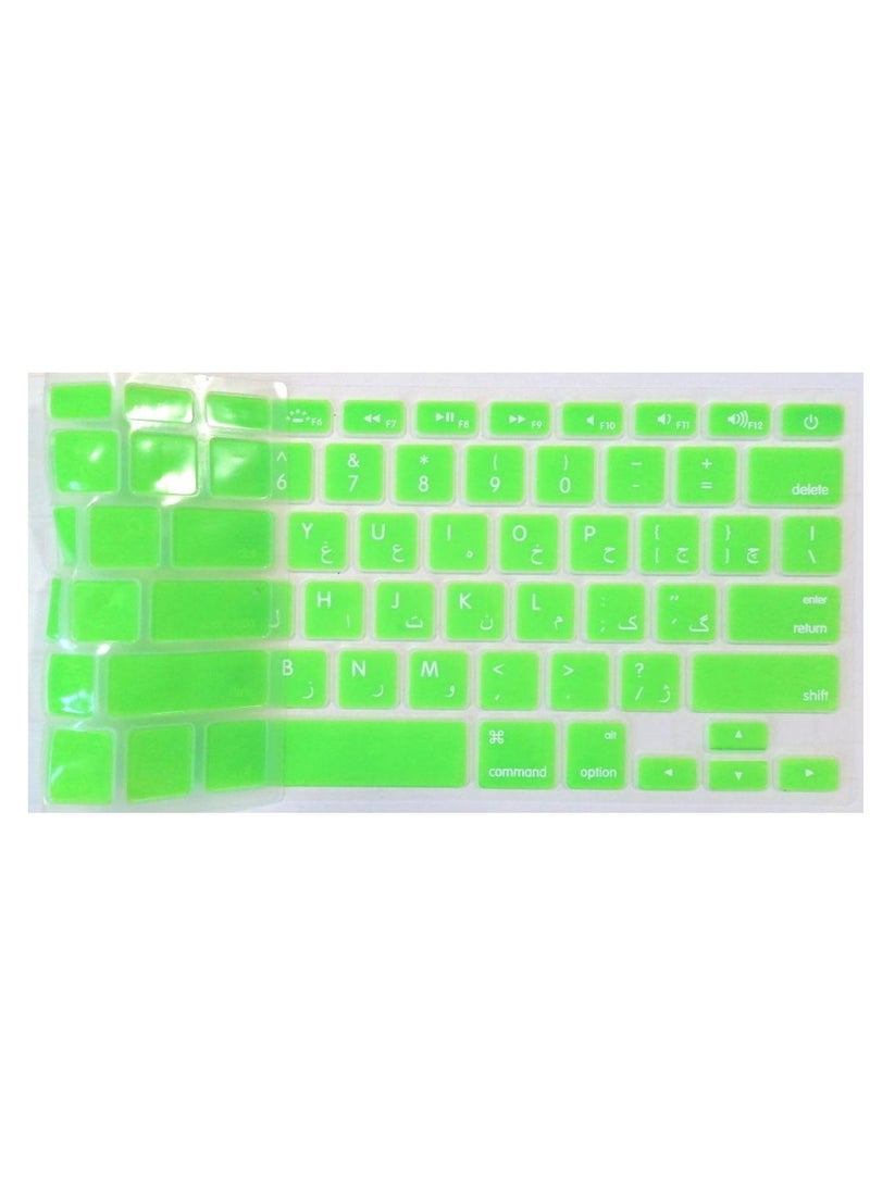 أمم US Layout Persian/English Keyboard Cover Compatible with Apple MacBook Air Pro Retina 13/15/17 Model A1466/A1369 Green - Image 3