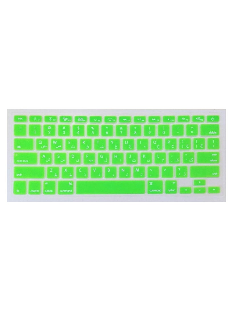 أمم US Layout Persian/English Keyboard Cover Compatible with Apple MacBook Air Pro Retina 13/15/17 Model A1466/A1369 Green - Image 1
