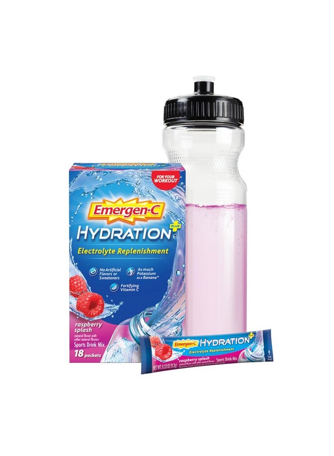Emergen-C Hydration+ Sports Drink Mix With Vitamin C (18 Count, Raspberry Flavor), Electrolyte Replenishment, 0.33 Ounce Powder Packets - Image 4