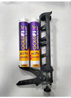 SGS 2 Pieces Siliconized Sealant White 450 Gr. + Plastic Silicone Gun 
