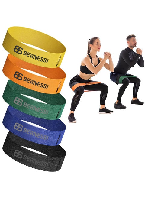 5pcs 10-75lbs Fabric Resistance Band Set for Working Out Women & Man, Elastic Anti-Slip Booty & Legs Exercise Band Different Strength for Training Fitness Exercises Home Workouts Gym Yoga