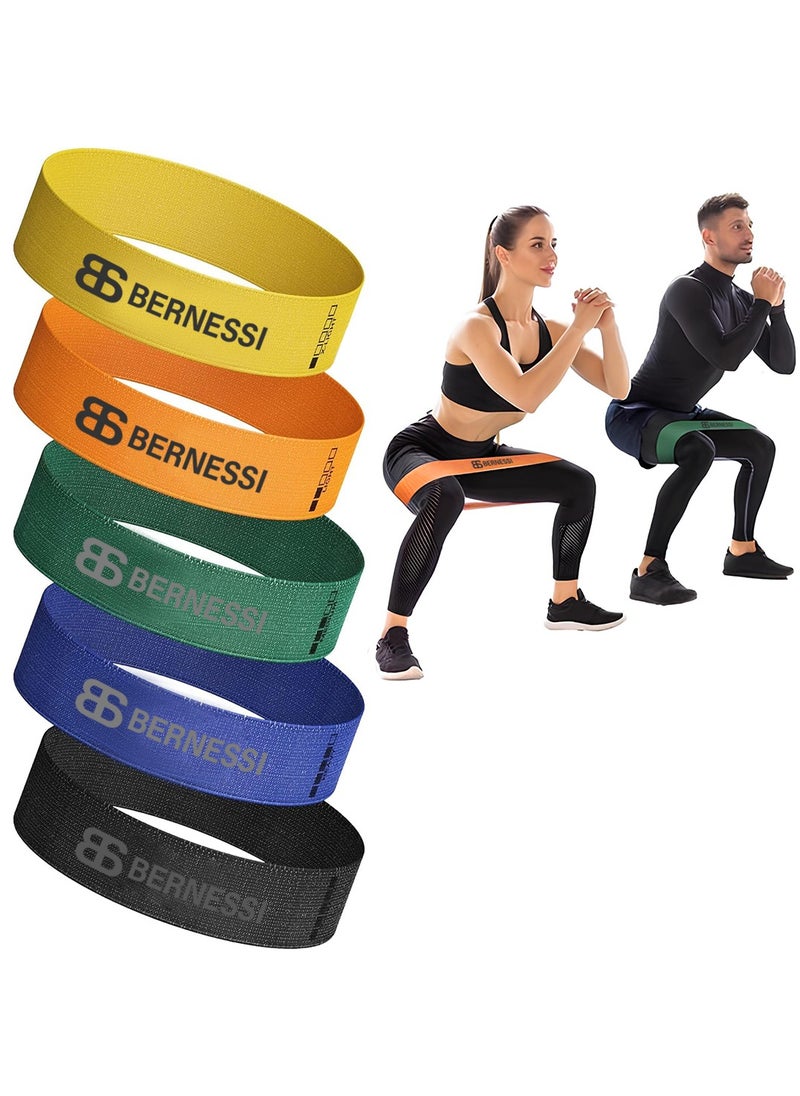 Bernessi 5pcs 10-75lbs Fabric Resistance Band Set for Working Out Women & Man, Elastic Anti-Slip Booty & Legs Exercise Band Different Strength for Training Fitness Exercises Home Workouts Gym Yoga  - Image 1