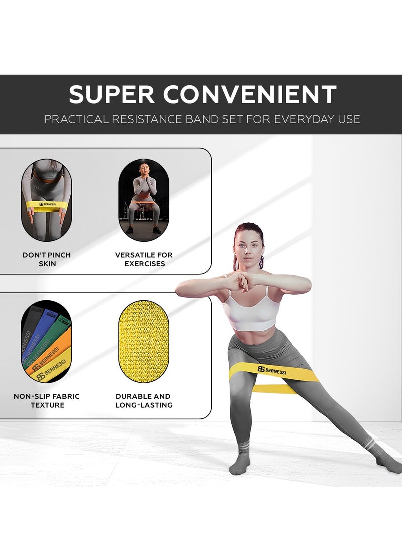 5pcs 10-75lbs Fabric Resistance Band Set for Working Out Women & Man, Elastic Anti-Slip Booty & Legs Exercise Band Different Strength for Training Fitness Exercises Home Workouts Gym Yoga