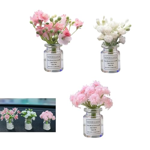 Hugwits 3 PCS Mini Flower Car Dashboard Decor Cute Artificial Flower Vase Automotive Interior Dashboard Ornaments Universal for Most Cars - Image 1