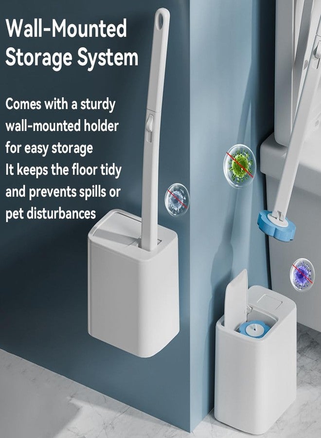 Dexmary Disposable Toilet Brush Set with Holder, Angled Cleaning Wand with 24 Refill Heads, Wall-Mounted Hygienic Toilet Cleaner (Ocean, Lemon, Lavender Scents) - Image 3