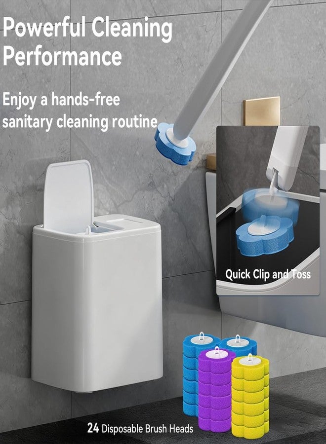 Dexmary Disposable Toilet Brush Set with Holder, Angled Cleaning Wand with 24 Refill Heads, Wall-Mounted Hygienic Toilet Cleaner (Ocean, Lemon, Lavender Scents) - Image 2