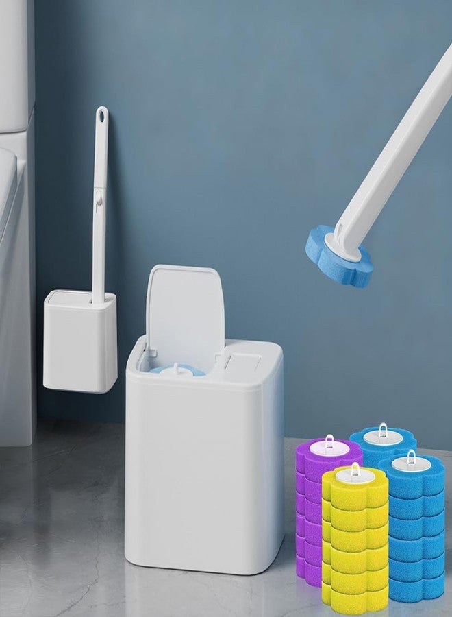 Dexmary Disposable Toilet Brush Set with Holder, Angled Cleaning Wand with 24 Refill Heads, Wall-Mounted Hygienic Toilet Cleaner (Ocean, Lemon, Lavender Scents) - Image 1