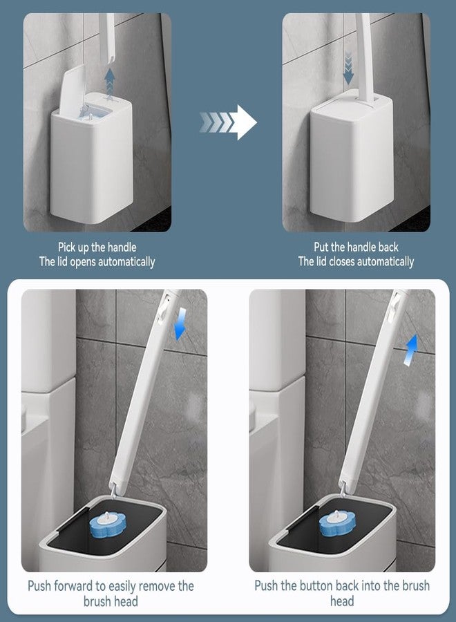 Dexmary Disposable Toilet Brush Set with Holder, Angled Cleaning Wand with 24 Refill Heads, Wall-Mounted Hygienic Toilet Cleaner (Ocean, Lemon, Lavender Scents) - Image 5