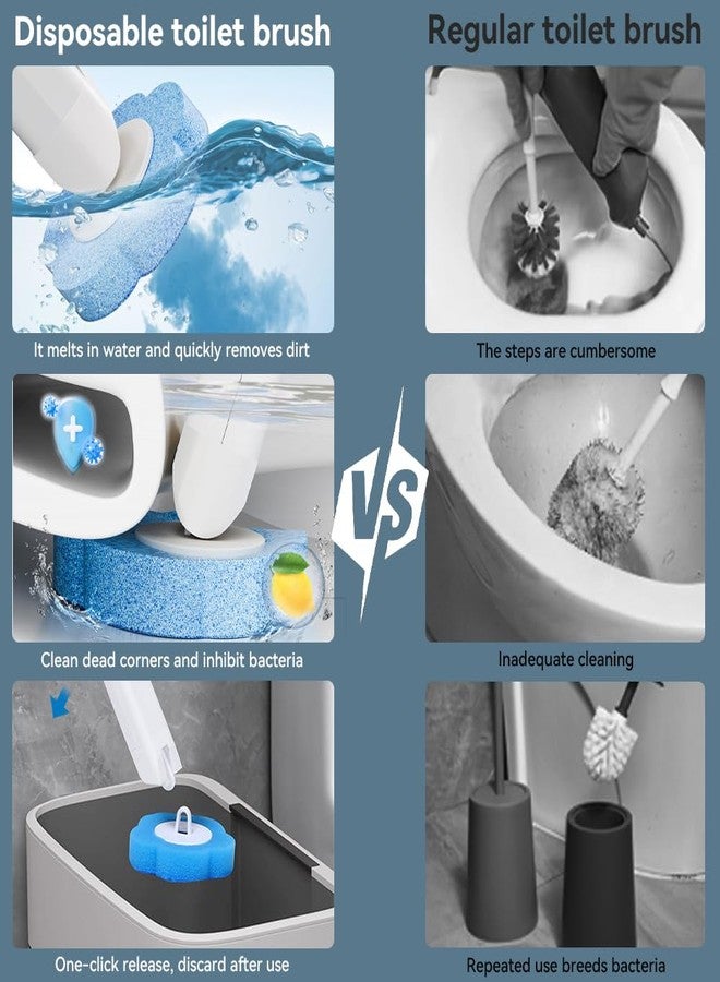 Dexmary Disposable Toilet Brush Set with Holder, Angled Cleaning Wand with 24 Refill Heads, Wall-Mounted Hygienic Toilet Cleaner (Ocean, Lemon, Lavender Scents) - Image 4