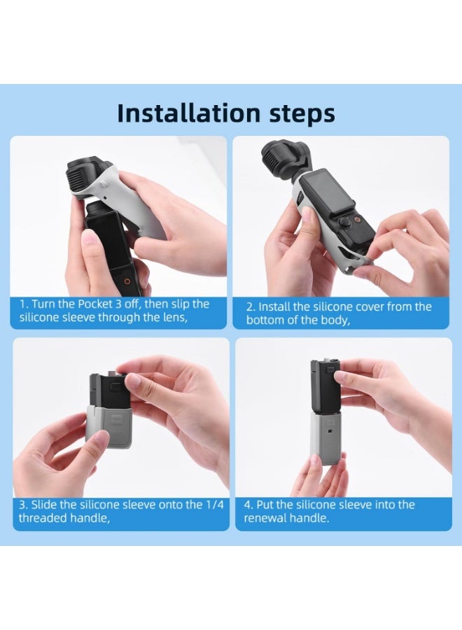 Pocket 3 Silicone Cover, Protective Case Lens Protector Scratch-Resistant Sleeve Skin Compatible with DJI OSMO Pocket 3 Creator Combo Accessories(Black) - Image 3
