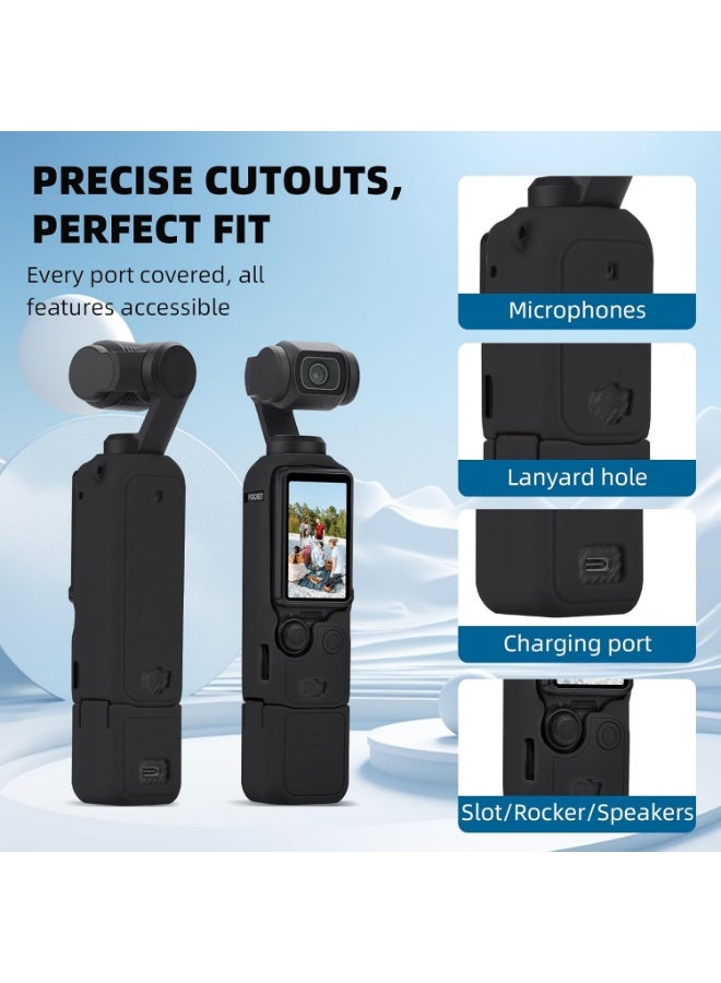Pocket 3 Silicone Cover, Protective Case Lens Protector Scratch-Resistant Sleeve Skin Compatible with DJI OSMO Pocket 3 Creator Combo Accessories(Black) - Image 1