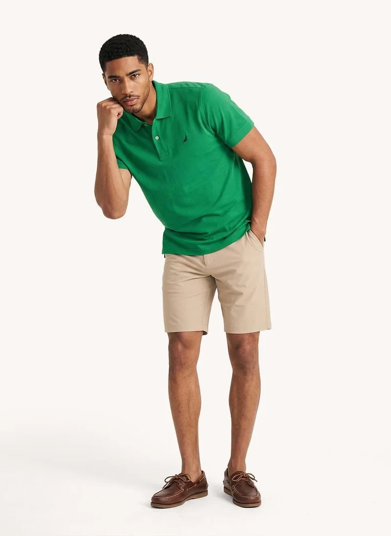 Nautica Men Solid Cotton Blend Polo Shirt for Breathable Comfort and Smart Casual Style - Green