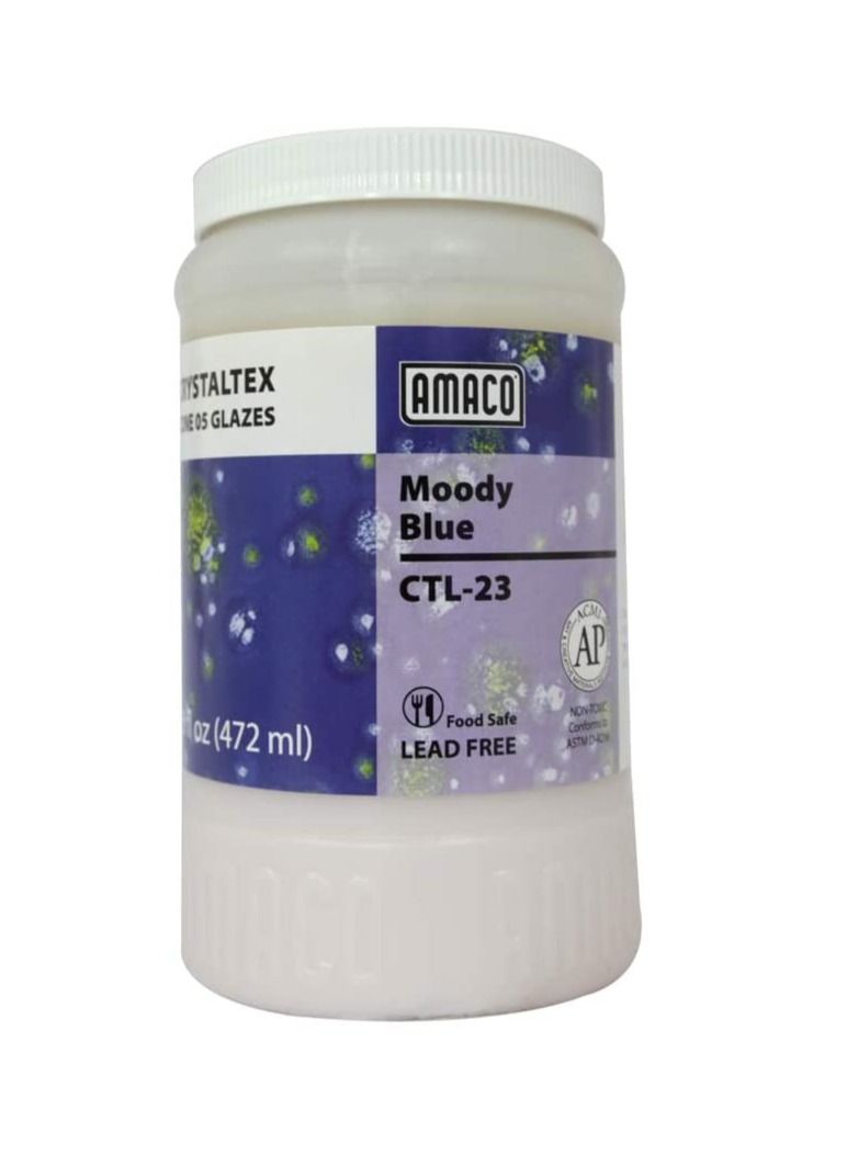 Amaco Crystaltex Glaze Moody Blue CTL-23 Low Fire Lead Free for Pottery and Ceramic - Image 1