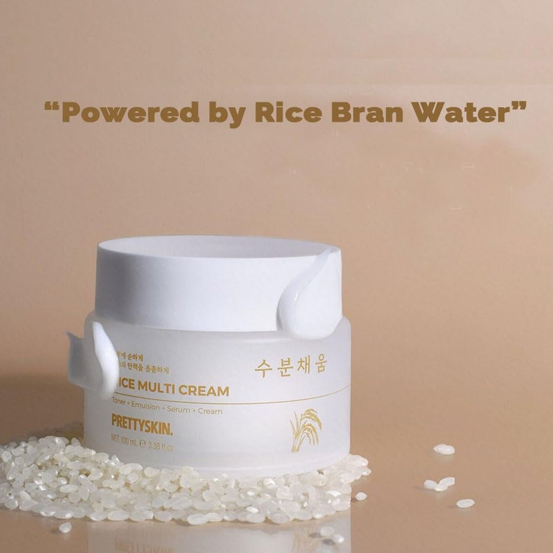 PRETTYSKIN Rice Amino Acid Multi Moisturizing Cream | 4-in-1 Toner + Emulsion + Serum + Cream | With Rice Bran Water & Niacinamide | Gentle Daily Hydration & Texture Care | 3.38fl.oz - Image 2
