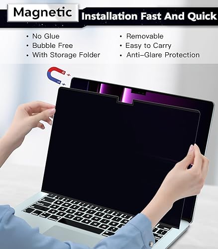 PYS Magnetic Privacy Screen Protector for MacBook Pro 16 Inch 20212024M1M2M3M4ProMax Camera Cover Slide 2 Pack Matte AntiGlare Reduces Blue Light - Image 3