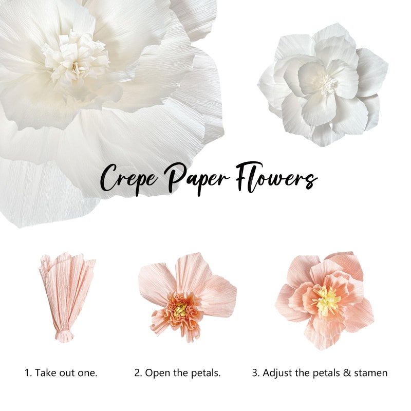 ANSOMO Paper Flowers Pink Purple Ivory Light Blue Pastel Artificial Crepe Tissue Wall Home DÃ©cor Wedding Birthday Bridal Baby Shower Classroom Nursery Room Floral Colorful Party Decorations - Image 5