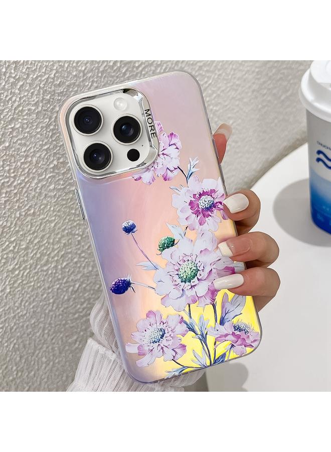 S-TOP Case For iPhone 16 Pro Max Electroplating Laser Flower Texture TPU Phone Case - Image 1