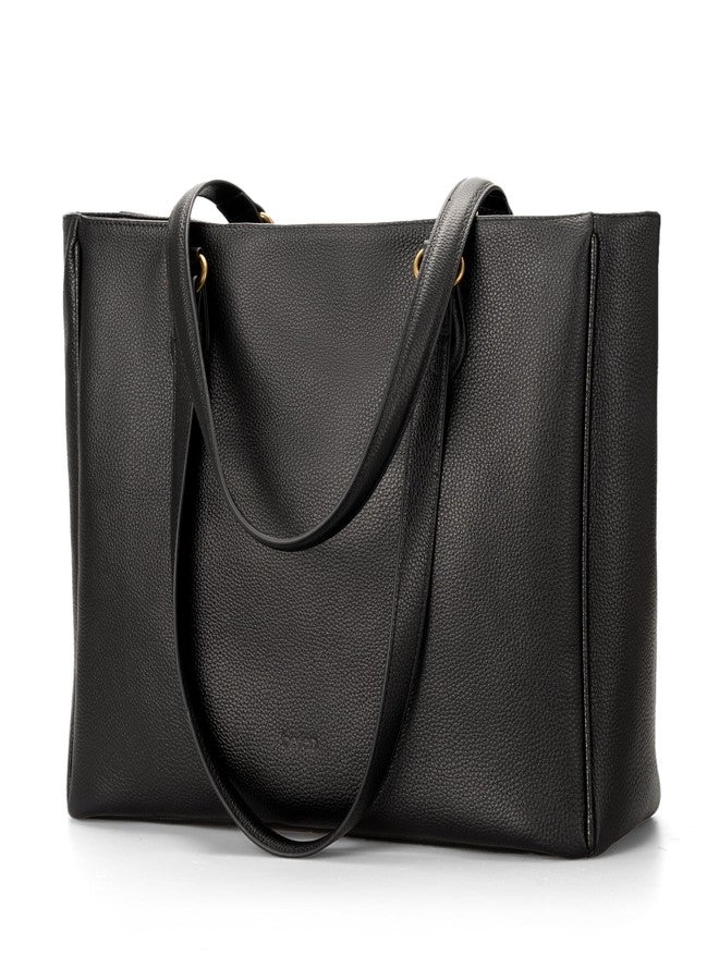 بيفن حقيبة يد نسائية من الجلد الطبيعي الأسود من بيفن، مناسبة للعمل، حقائب يد نسائية، حقائب كتف، حقائب ساتشيل، مزودة بجيب داخلي بطول 15.6 بوصة. - Image 1