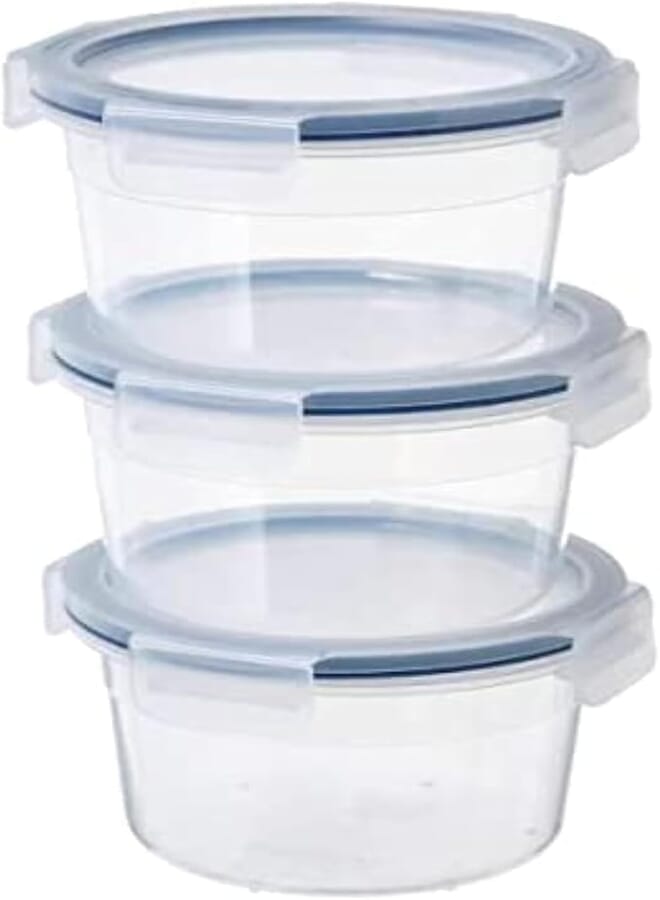 ledieu® 365+ Food container round plastic Box with lid 750 ml (25 oz) (Set of 3 PC)