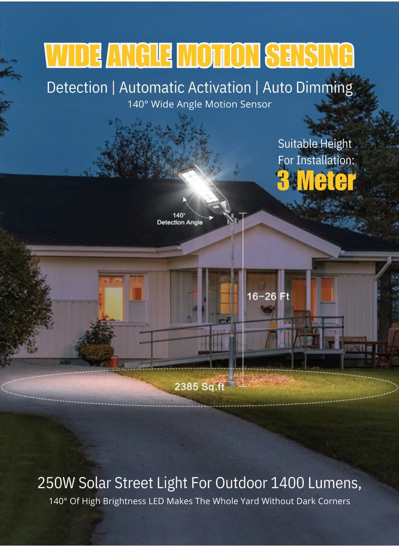 MODI 400W Solar LED Street Light Outdoor Black | Remote Control | Wide Angle Radar Sensor | 6500K Bright White Dusk to Dawn Light | 13500MAh Battery | IP65 Waterproof | Street, Yard, Parking Lot  - Image 5