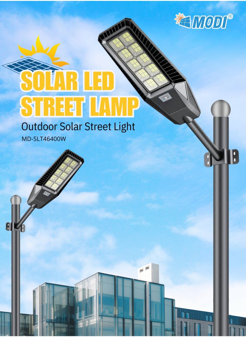MODI 400W Solar LED Street Light Outdoor Black | Remote Control | Wide Angle Radar Sensor | 6500K Bright White Dusk to Dawn Light | 13500MAh Battery | IP65 Waterproof | Street, Yard, Parking Lot  - Image 2