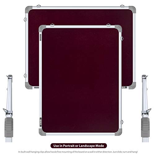 Pragati Systems® Genius Pin-up Display Board for Kids, Home & Kitchen with Lightweight Aluminium Frame | Soft Bulletin Board Cum Notice Board | Small Size 1.5x2 Feet (Pack of 1), Maroon - Image 4