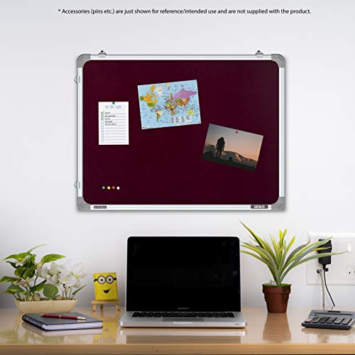 Pragati Systems® Genius Pin-up Display Board for Kids, Home & Kitchen with Lightweight Aluminium Frame | Soft Bulletin Board Cum Notice Board | Small Size 1.5x2 Feet (Pack of 1), Maroon - Image 3