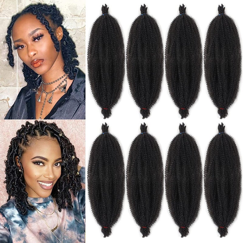 Xtrend 16 Inch PreSeparated Springy Afro Twist Hair 8 Packs Spring Twist Hair For Distressed Soft Locs Natural Black Marley Twist Crochet Braiding Hair Synthetic Hair Extensions 8 StrandsPack1B
