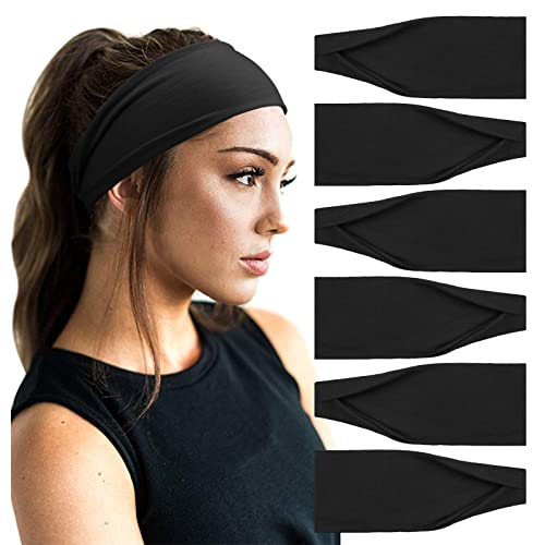 DRESHOW Yoga Sports Headbands for Women Elastic Non-Slip Headbands Workout Running Hair Bands 6 Pack - Image 1