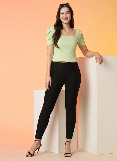 globus Globus Women Stretchable Slim Fit Treggings With Zipper Pocket Closure