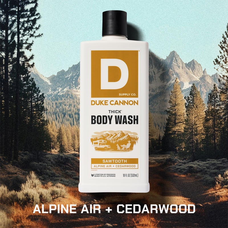 Duke Cannon Supply Co. Duke Cannon THICK Body Wash for Men â€“ Sawtooth Alpine Air & Cedarwood Scent, 3X Thicker Formula, Mineral-Enriched Exfoliation, Sulfate & Paraben Free, 18 oz (Pack of 3) - Image 3