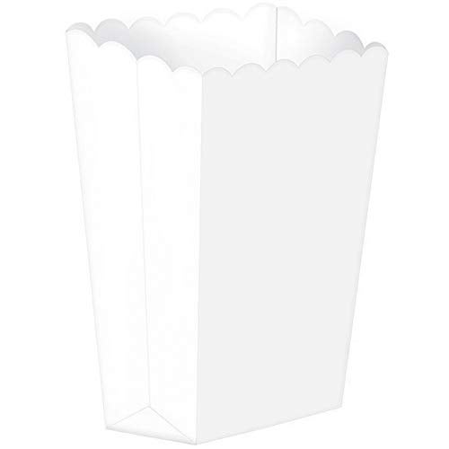 Amscan Adorable White Small Scalloped Popcorn Box - 5.25" x 3.75" (5 Pieces) - Ideal for Birthday, Party Favors, Celebrations & More - Image 1