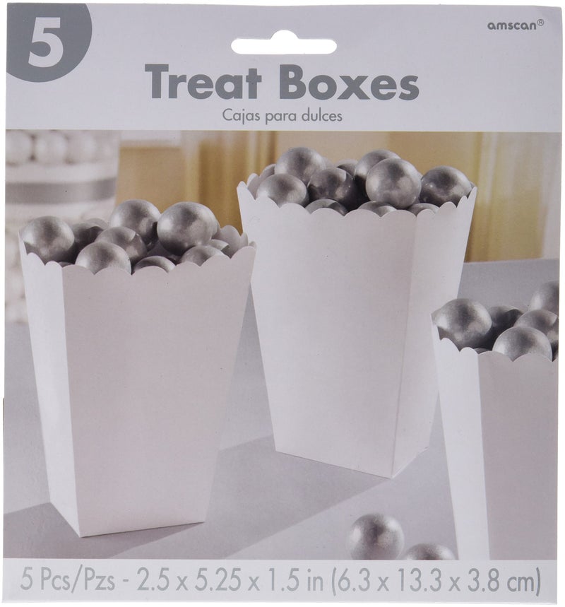 Amscan Adorable White Small Scalloped Popcorn Box - 5.25" x 3.75" (5 Pieces) - Ideal for Birthday, Party Favors, Celebrations & More - Image 2