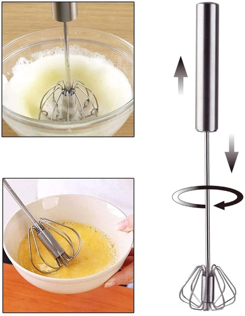 HENIJ Egg Whisk, Stainless Steel Hand Push Whisk Blender, Versatile Tool for Egg Beater, Milk Frother, Kitchen Utensil for Whisking, Beating, Stirring (Pack of 1) - Image 2