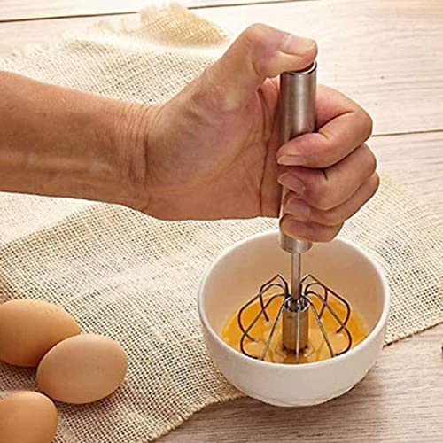 HENIJ Egg Whisk, Stainless Steel Hand Push Whisk Blender, Versatile Tool for Egg Beater, Milk Frother, Kitchen Utensil for Whisking, Beating, Stirring (Pack of 1) - Image 3