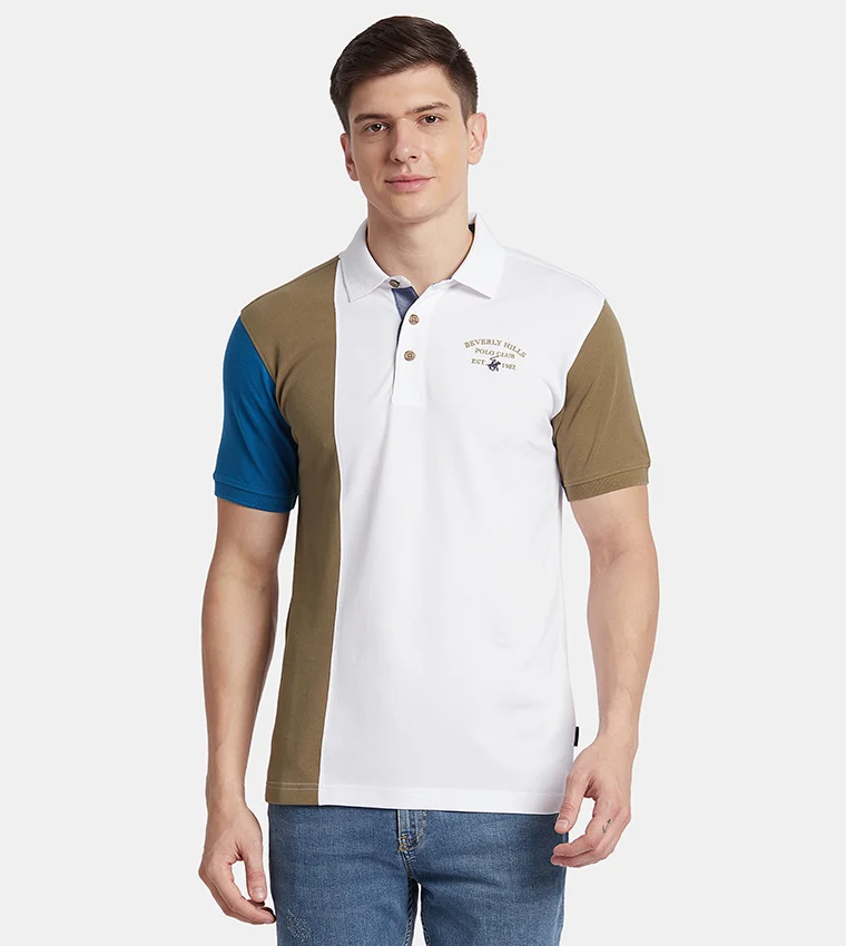 BEVERLY HILLS POLO CLUB Colour Block Collared Short Sleeves Polo T-Shirt