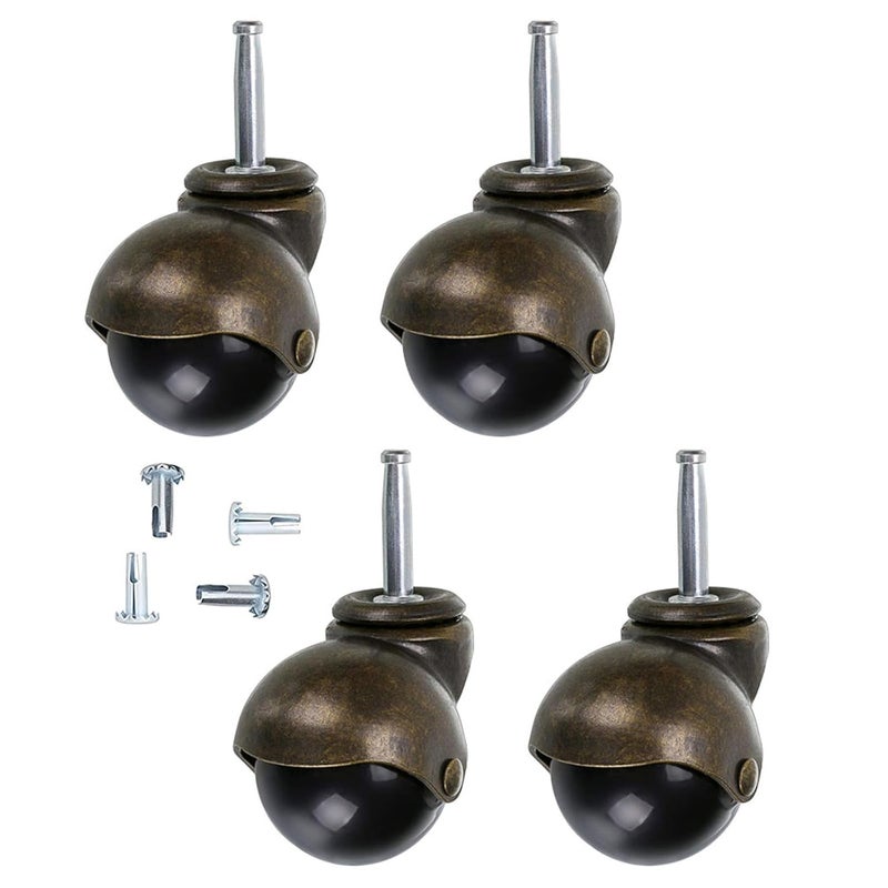 4Pcs Antique Ball Stem Caster Wheels 2 Inch Heavy Duty for Office Chair Replacement - Image 2