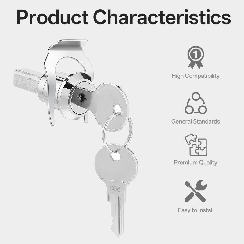 Styquenzer Tool Box Locks with Keys, Metal Cam Lock Zinc Alloy Cabinet Locks Insert Linkage Drawer Lock Set with 1 Fastening tab and 2 Keys for Cabinets Secure File Drawer Mailbox RV Storage Replacement Set - Image 3