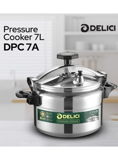 ديليتشي طنجرة ضغط ألومنيوم سعة 7 لتر (DPC 7A) - طهي سريع وفعال وآمن مع هيكل متين وآلية قفل أمان وطباخ عربي  - Image 2